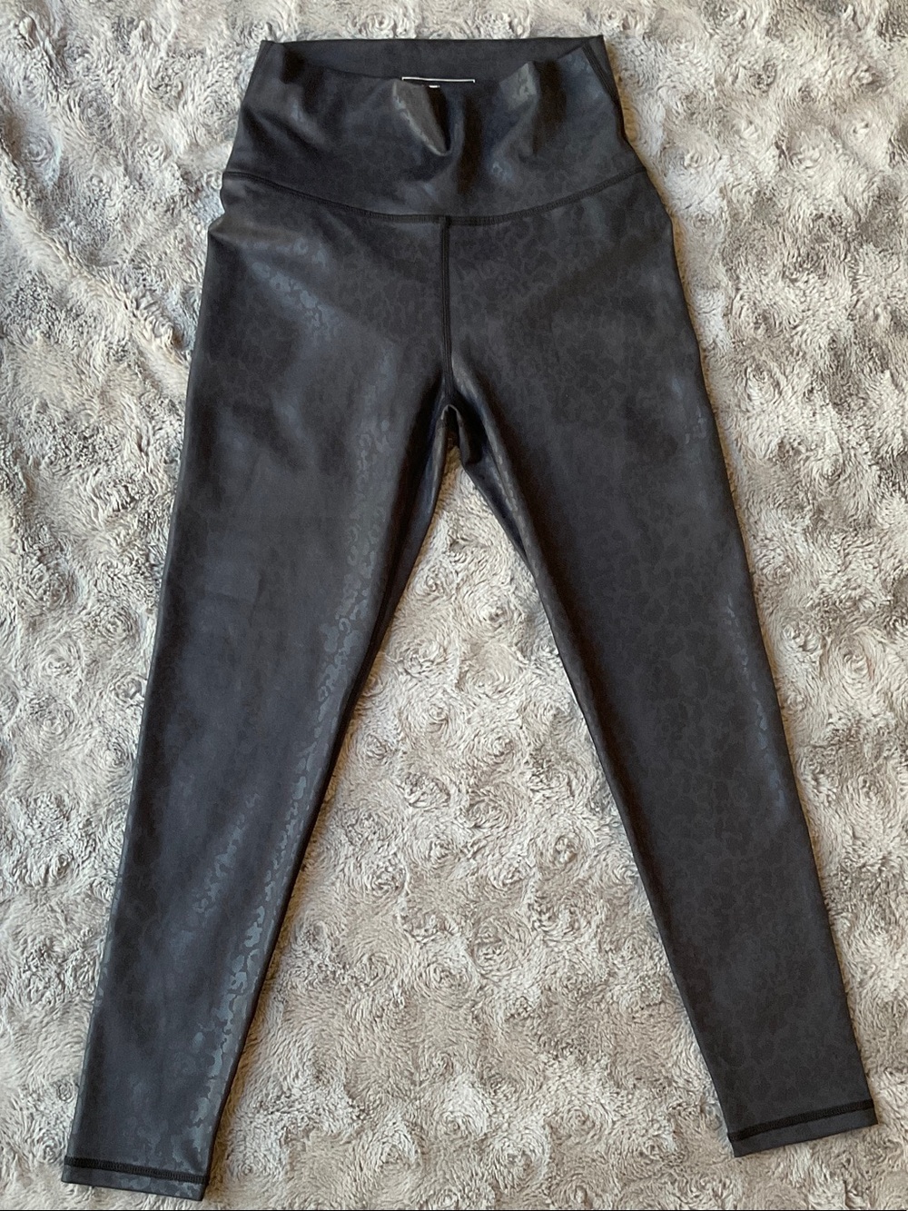 ECHT Black High-Rise Leggings with Subtle Animal Print
